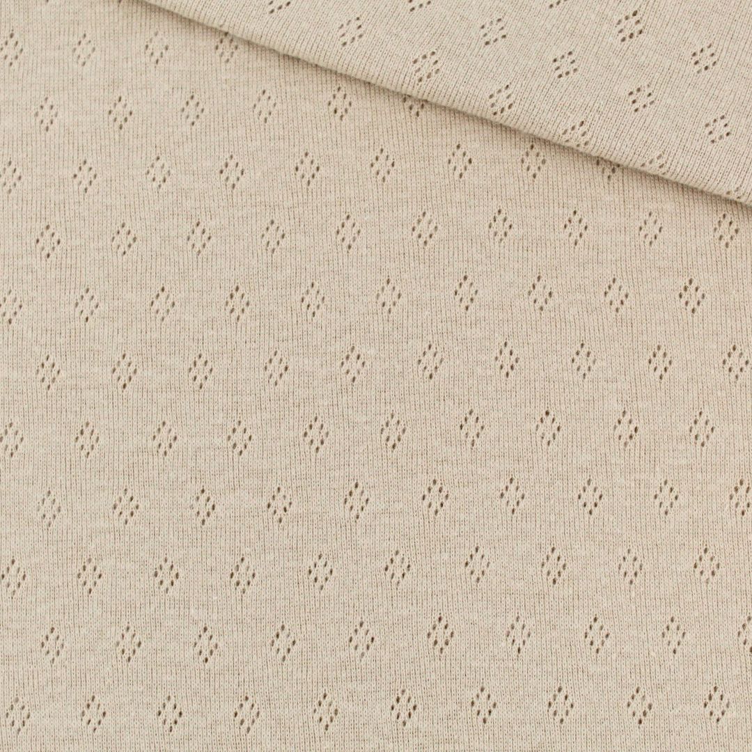 Pointoille Feinstrickjersey Sand – Weicher Baumwollstoff mit Lochmuster