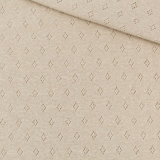 Pointoille Feinstrickjersey Sand – Weicher Baumwollstoff mit Lochmuster