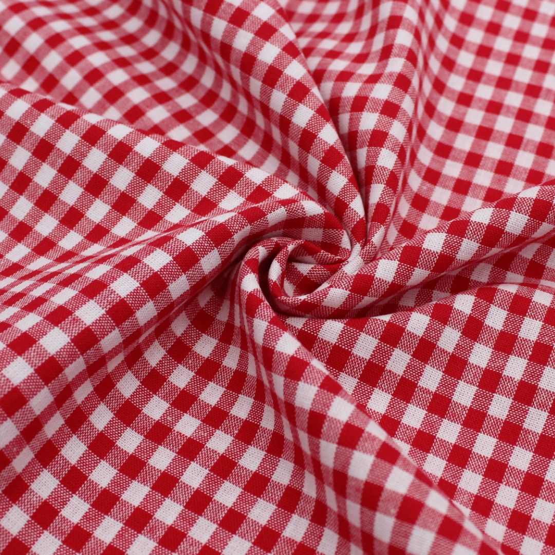 Verschiedene Farbvarianten der Baumwoll Popeline mit Karomuster, perfekt geeignet für eine Vielzahl von kreativen Anwendungen.