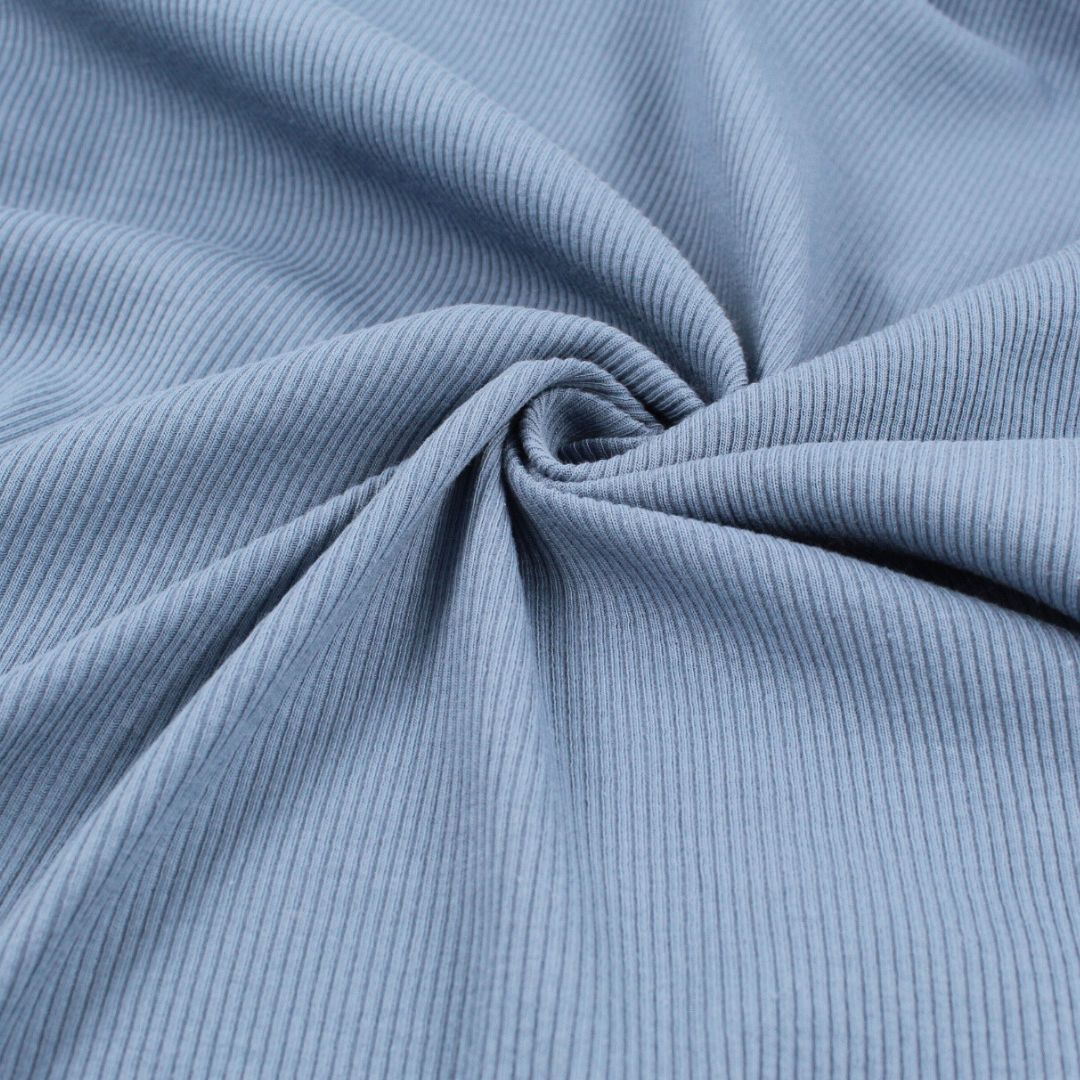 Rippenjersey mit schmalen Rippen in Jeansblau