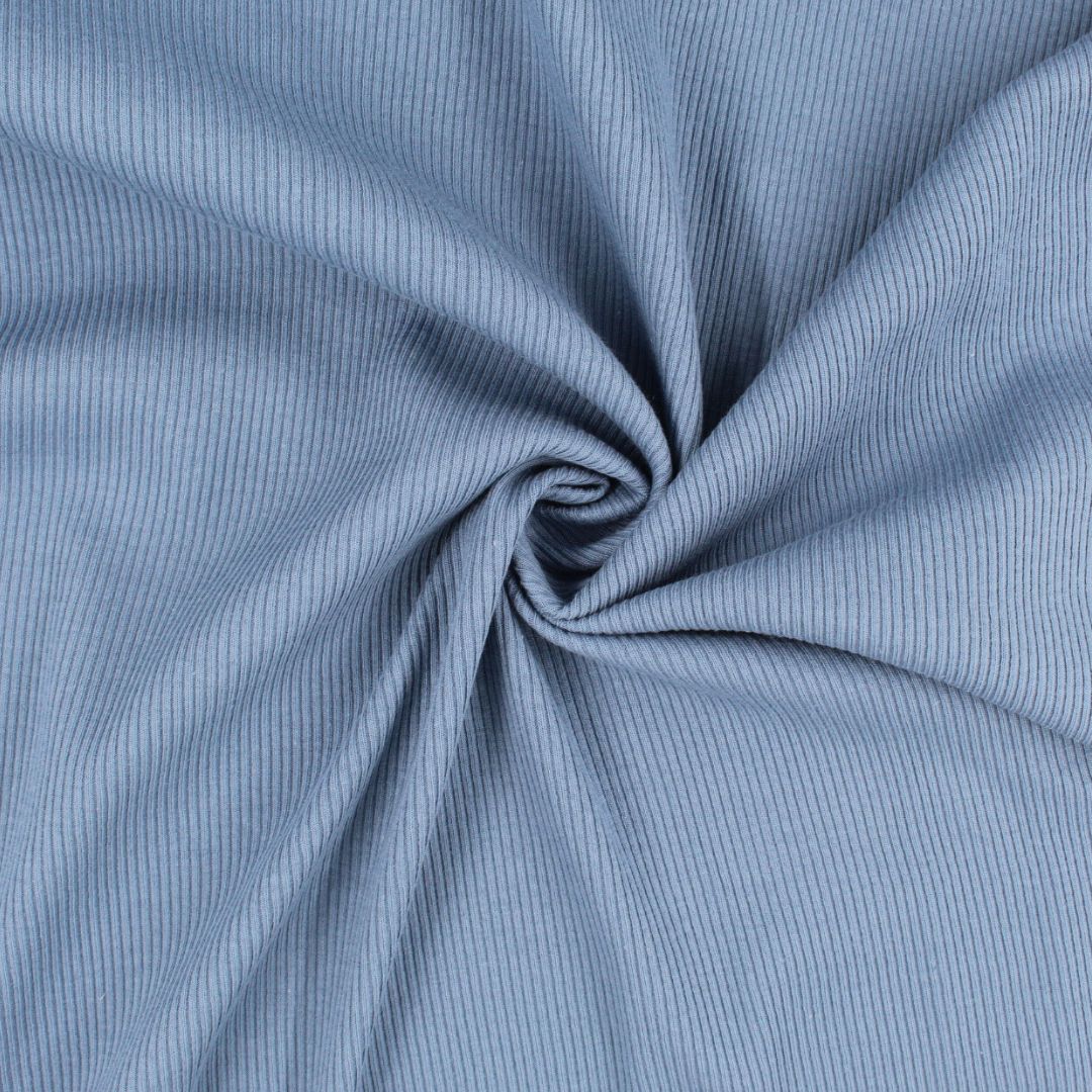 Rippenjersey in Jeansblau