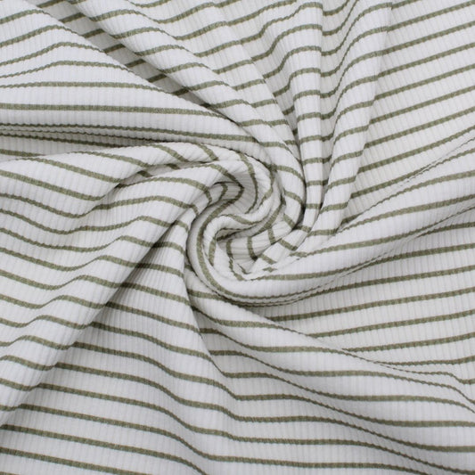 Rib Jersey mit Streifen in Olivgrün – stilvoller Rippstoff, weich und elastisch