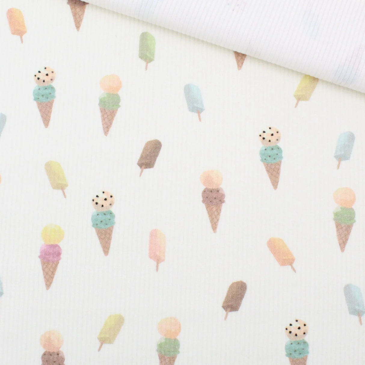 Rippenjersey Stoff Eiscreme