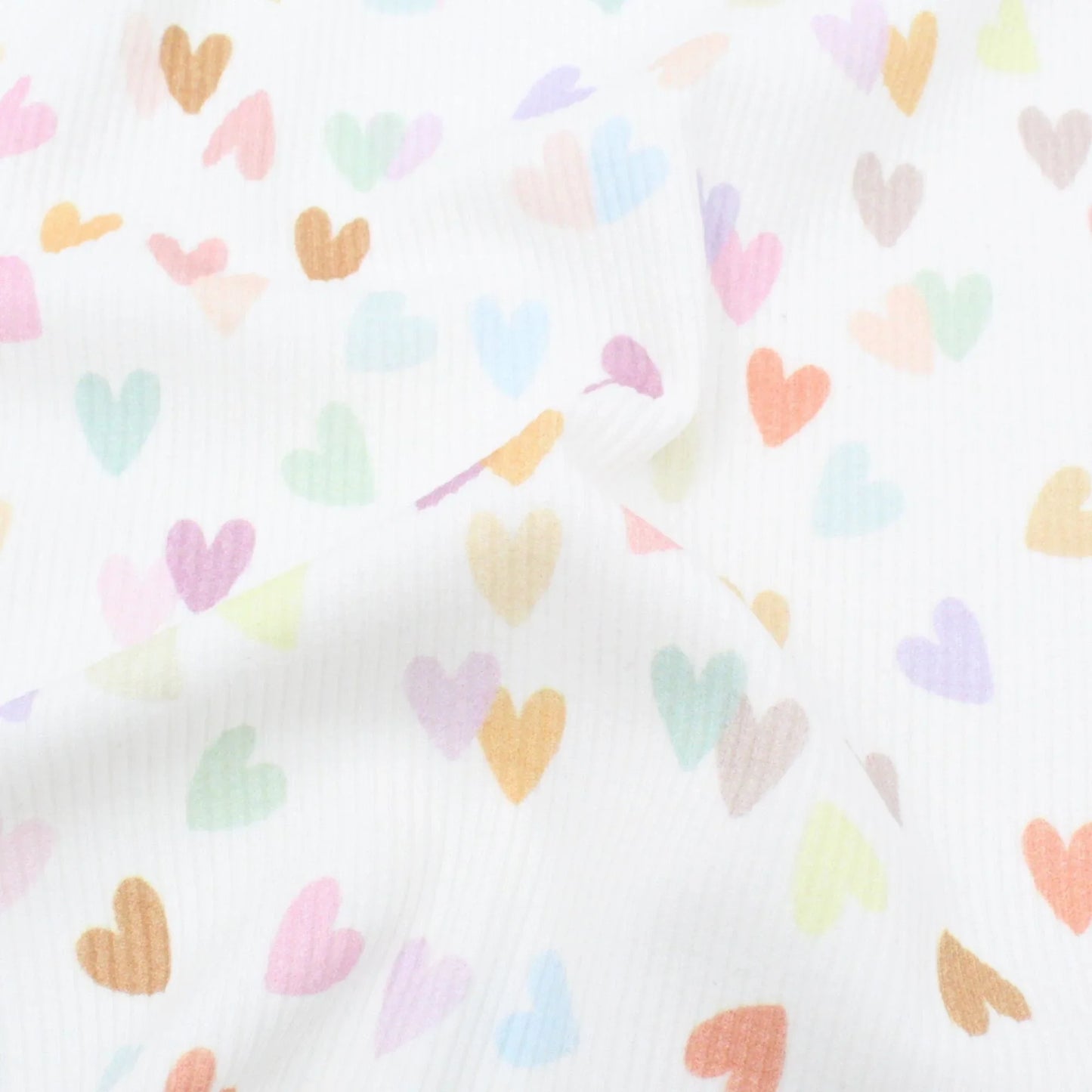 Rippstrick Jersey Stoff bunte Herzen