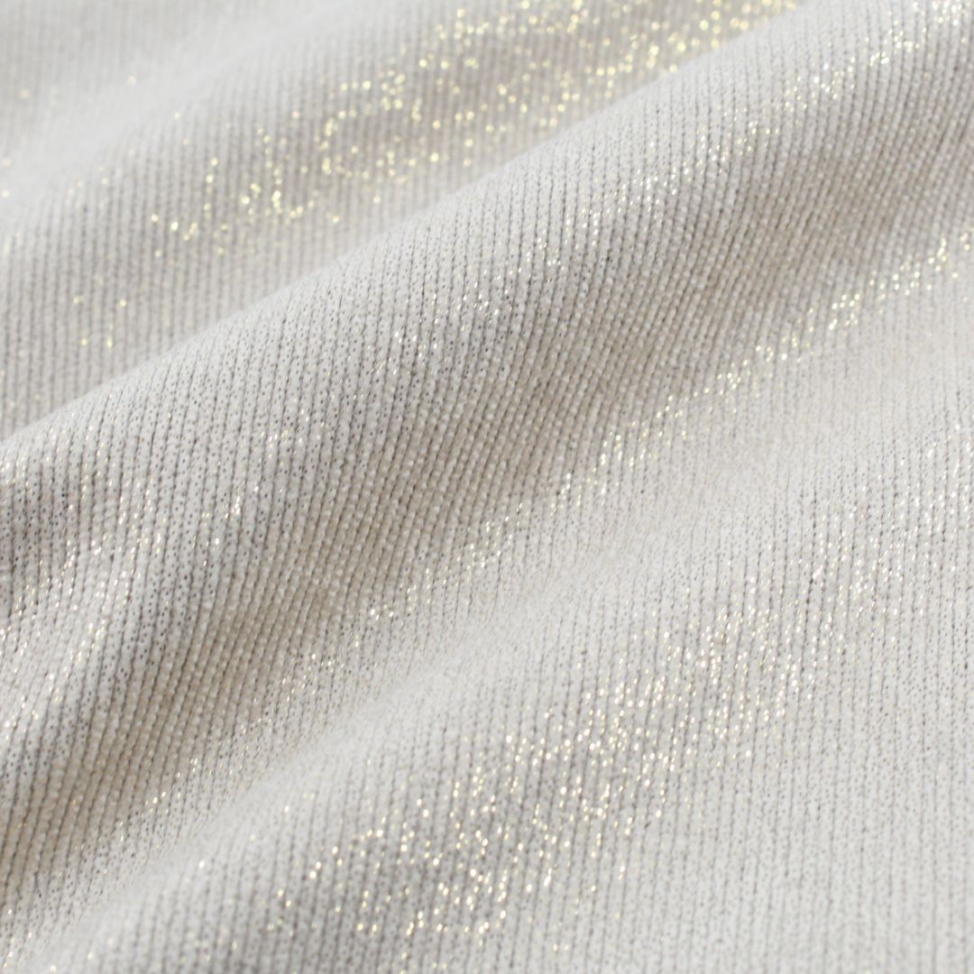 Feincord in Sand mit goldenen Glitzer
