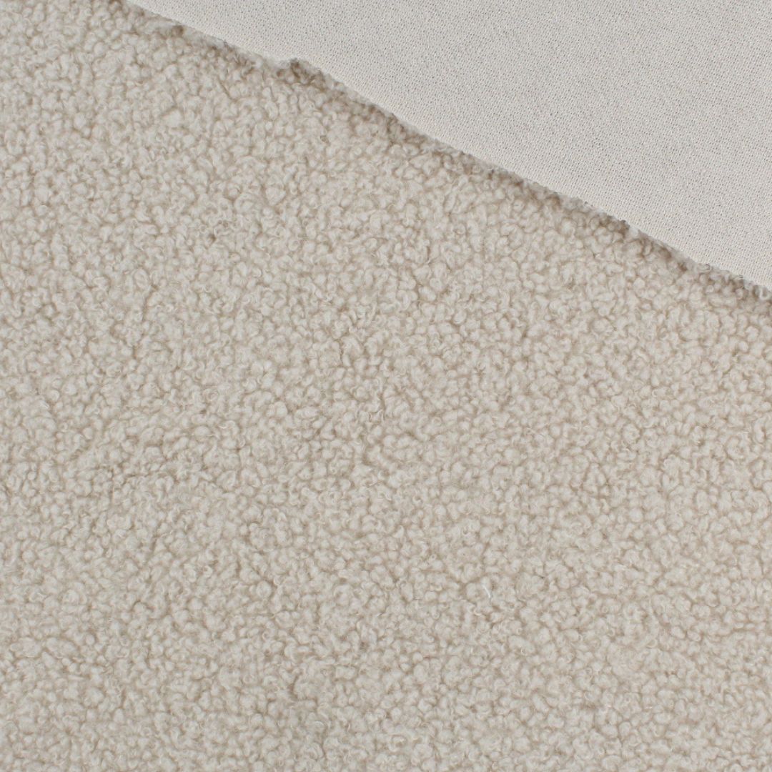 Strick-Boucle Stoff Sandbeige mit Rückseite