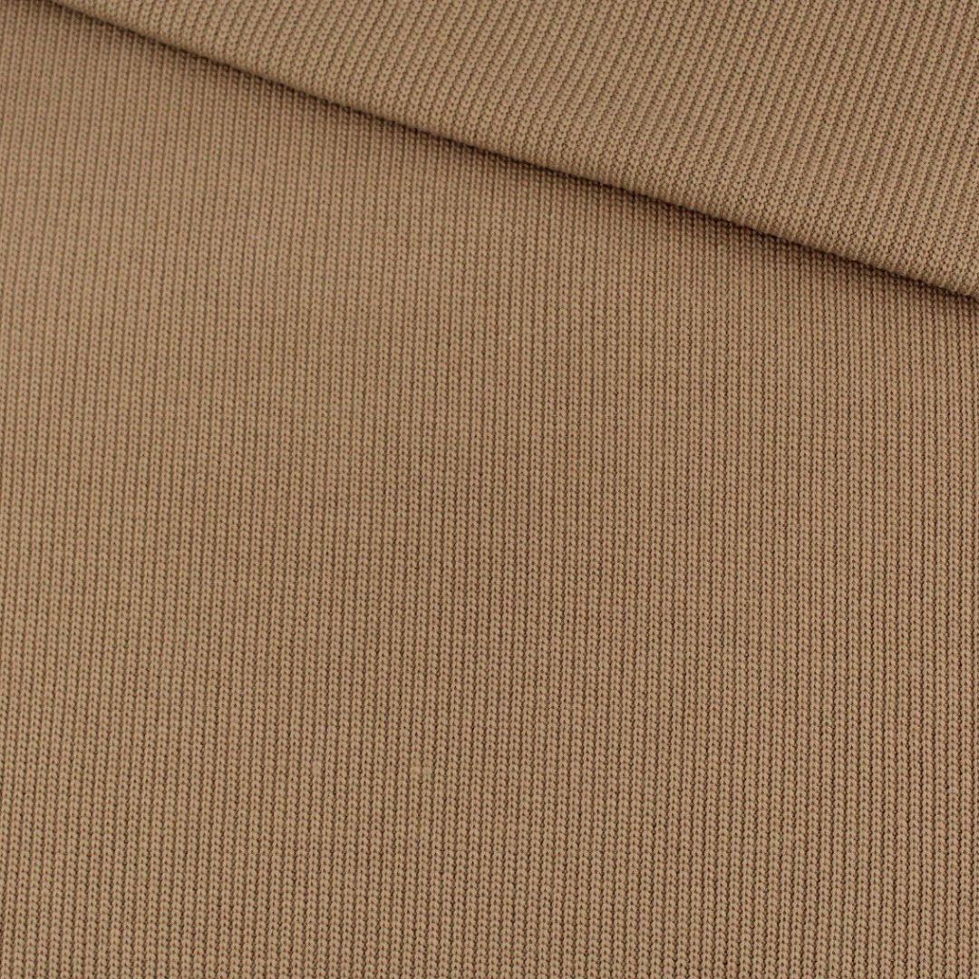 Kuscheliger elastischer Baumwollstrickstoff Stoff | Karamellbraun