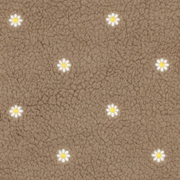 Vorbestellung: Teddyplüsch Bouclé | Kleine gestickte Blumen