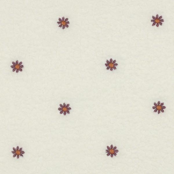 Vorbestellung: Teddyplüsch Bouclé | Kleine gestickte Blumen