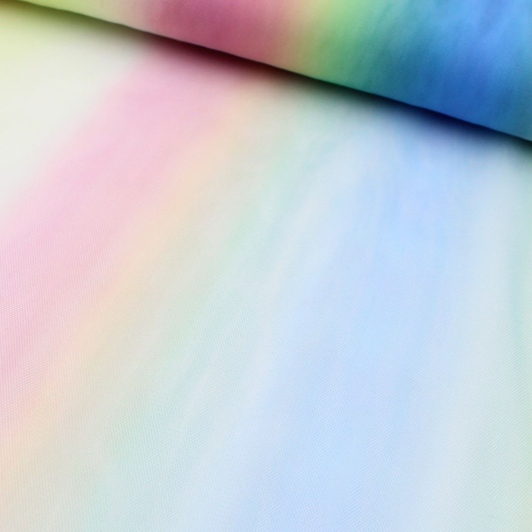 Tüll Stoff Meterware in Pastellfarben, schimmernder Effekt für kreative Projekte.