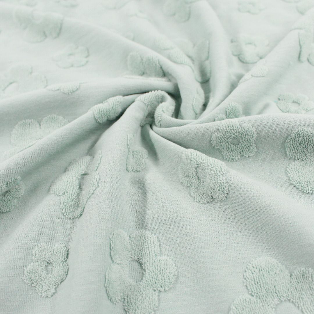 Baumwoll Jacquard Blumen | Mintgrün - Stofftime