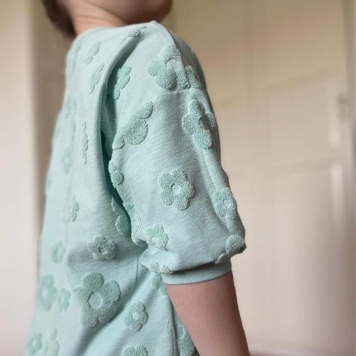 Baumwoll Jacquard Blumen | Mintgrün - Stofftime