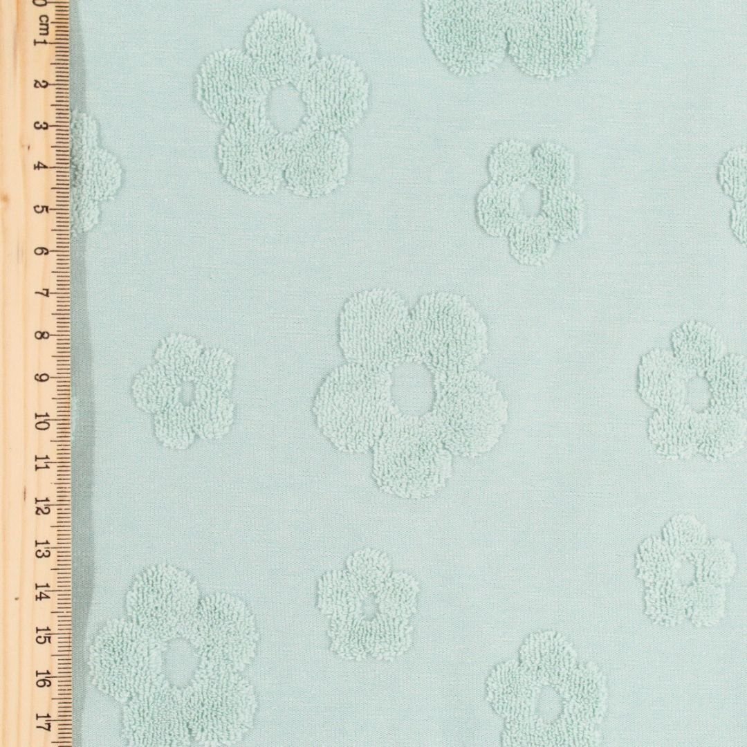 Baumwoll Jacquard Blumen | Mintgrün - Stofftime