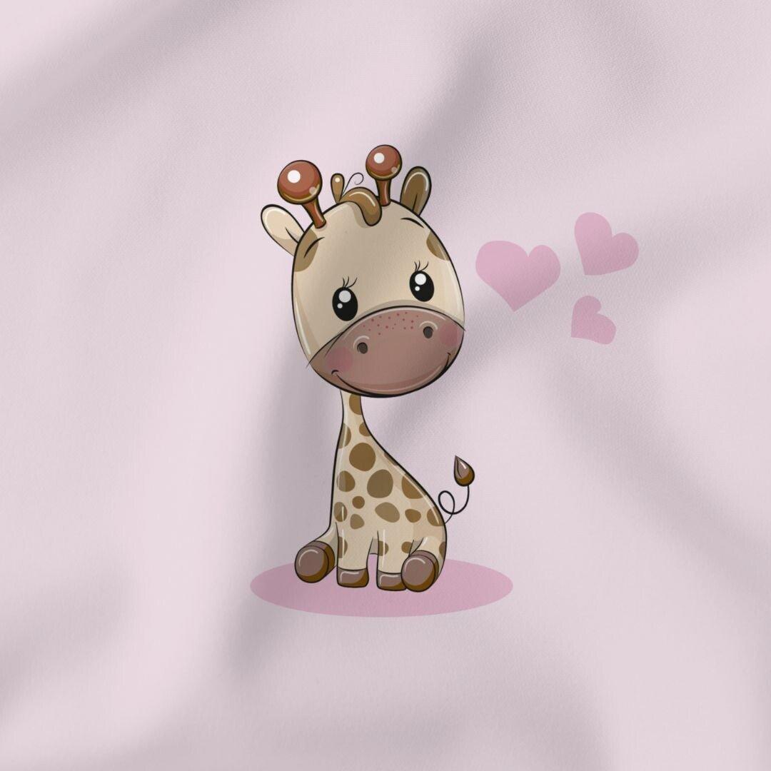 Baumwollpanel 38x38 cm Giraffe Rosa - Stofftime