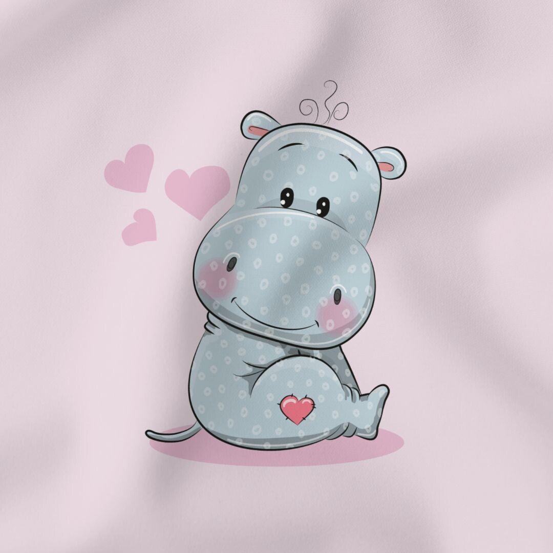 Baumwollpanel 38x38 cm Nilpferd rosa - Stofftime