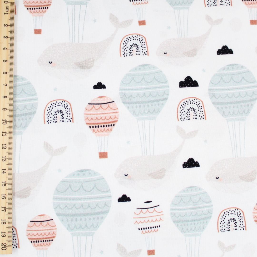 Baumwollstoff fliegender Wal - Stofftime