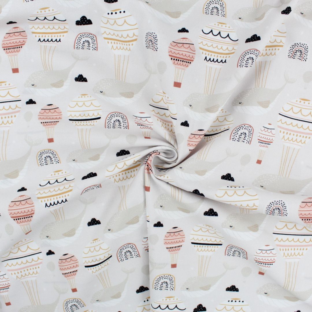 Baumwollstoff fliegender Wal - Stofftime