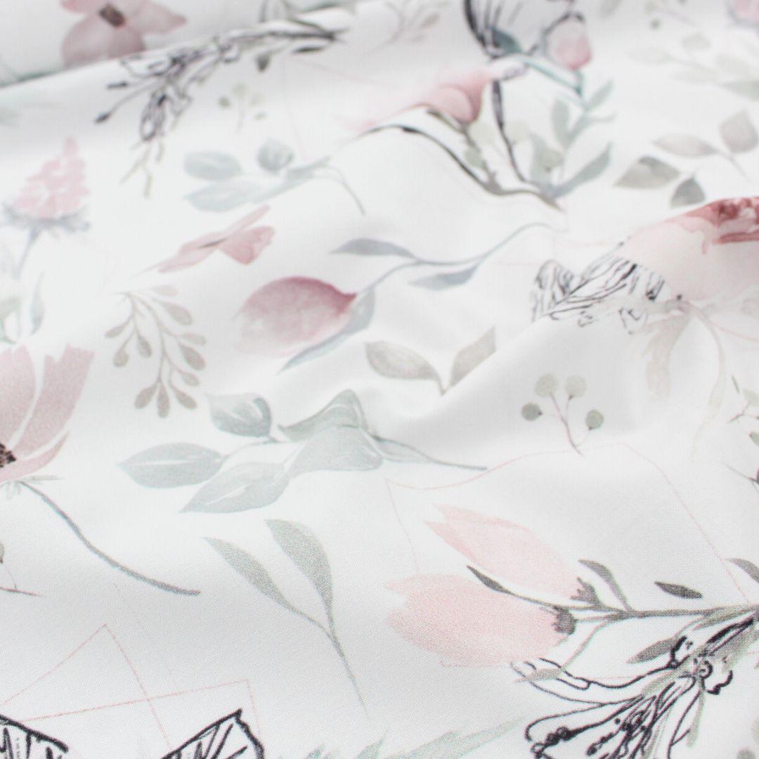 Baumwollstoff Magnolien | Weiß - Stofftime