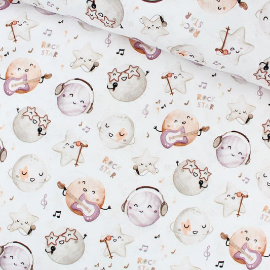 Baumwollstoff Musik - Planeten - Stofftime