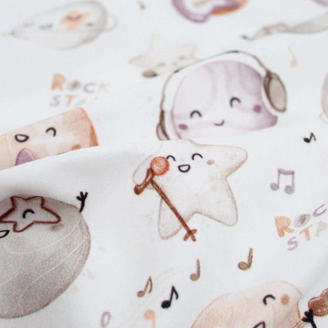 Baumwollstoff Musik - Planeten - Stofftime