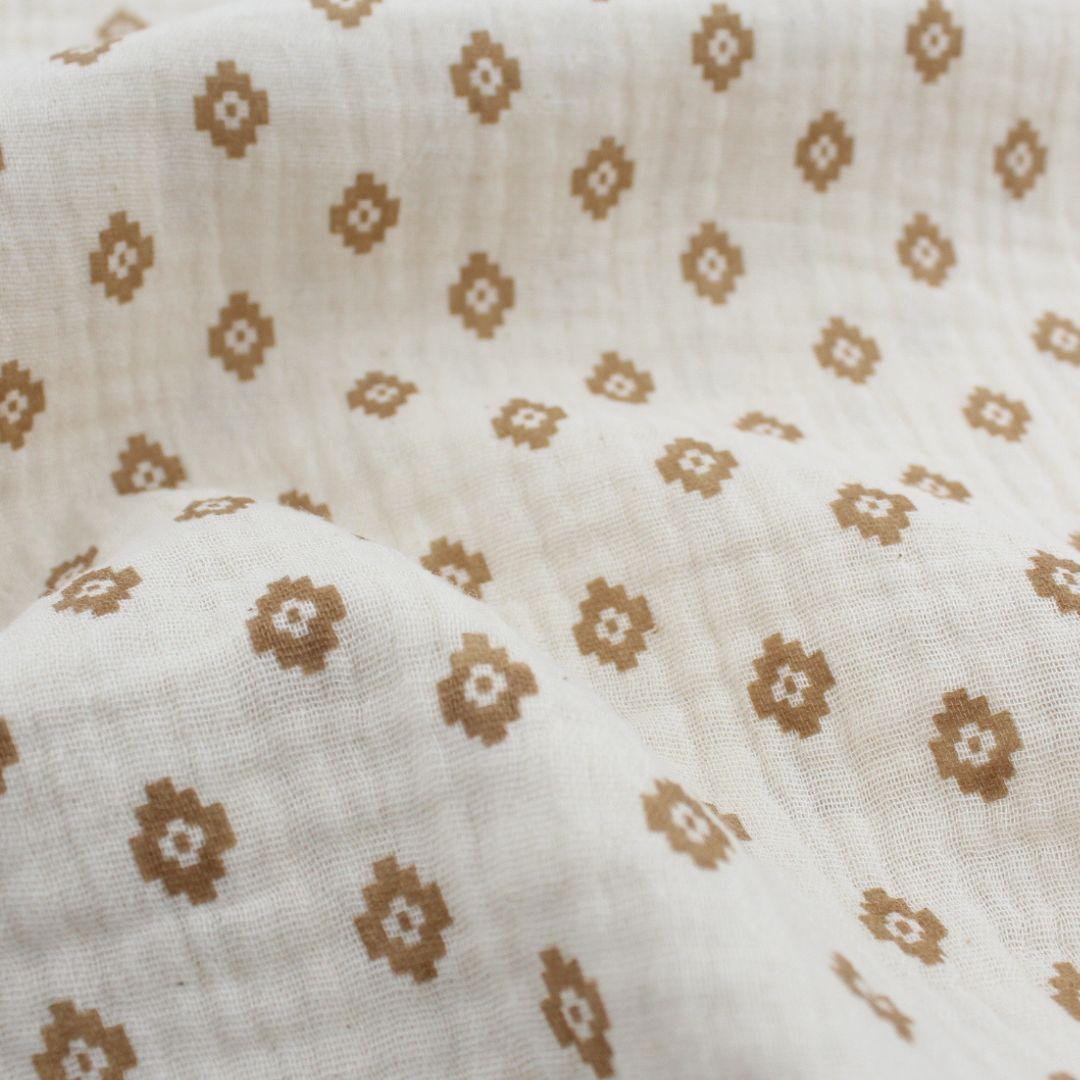 BIO Musselin Stoff Boho Rauten | Natur - Stofftime