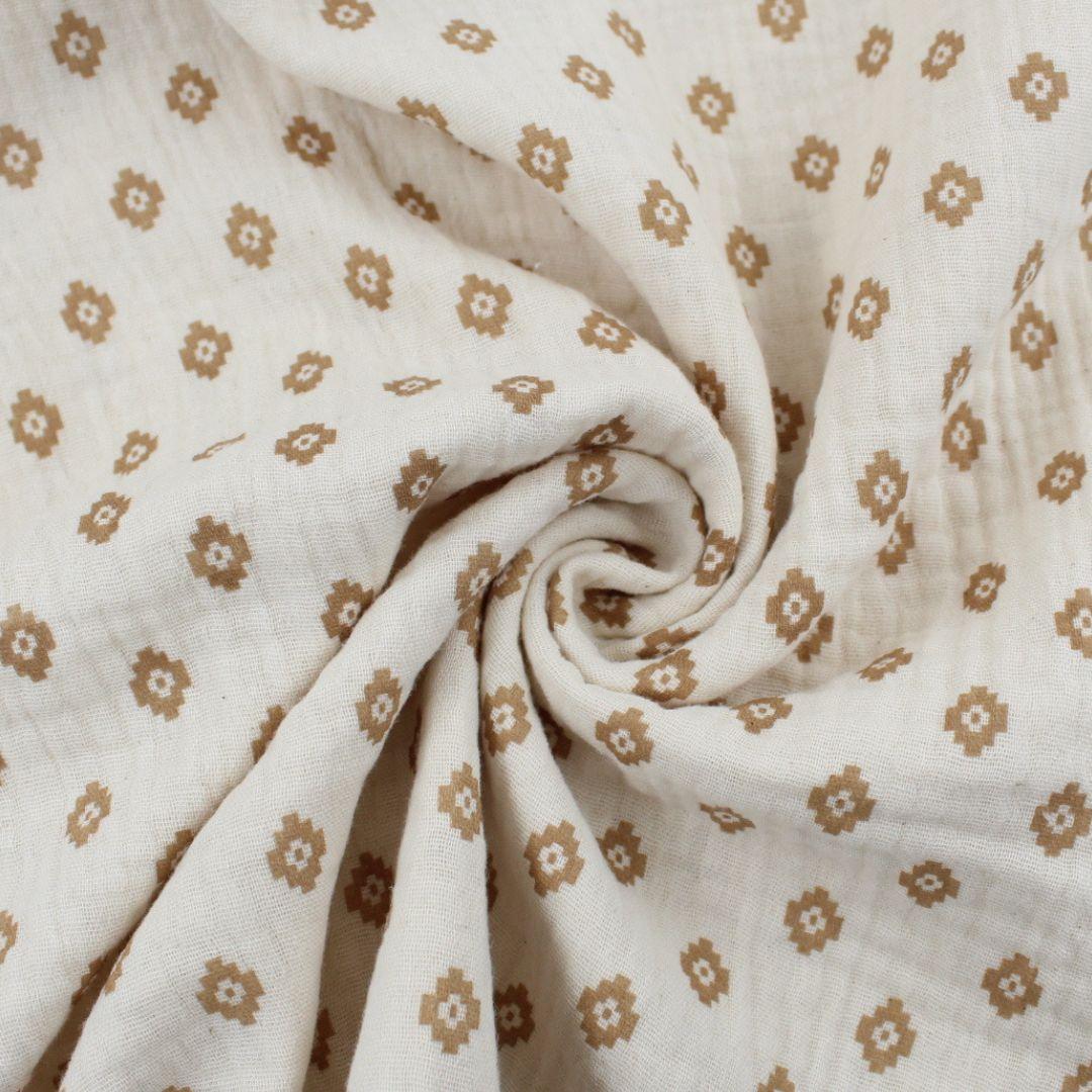 BIO Musselin Stoff Boho Rauten | Natur - Stofftime