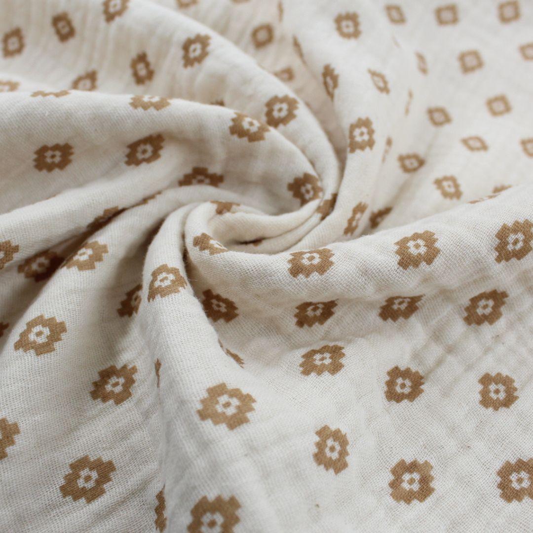 BIO Musselin Stoff Boho Rauten | Natur - Stofftime