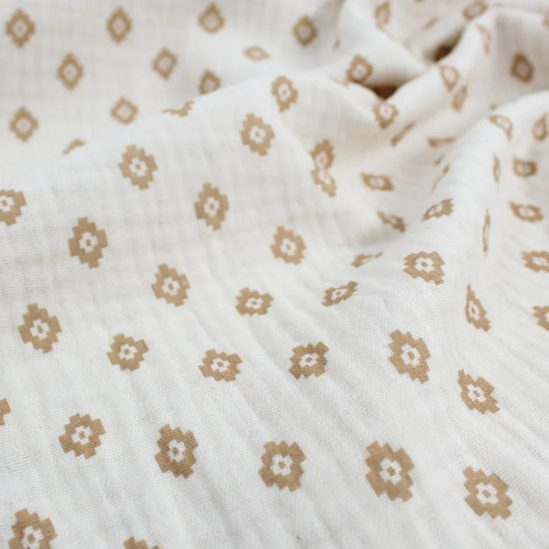 BIO Musselin Stoff Boho Rauten | Natur - Stofftime