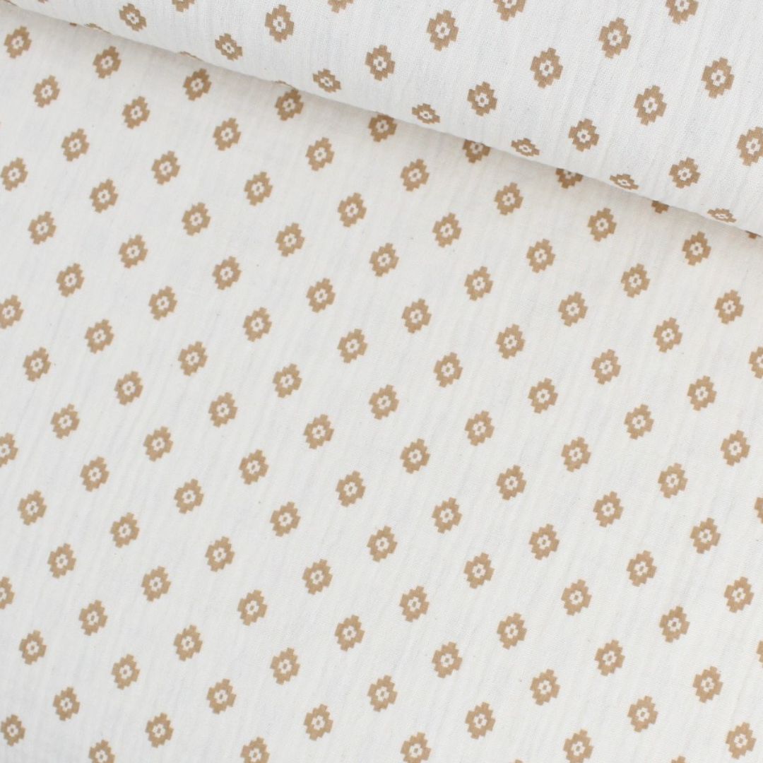 BIO Musselin Stoff Boho Rauten | Natur - Stofftime