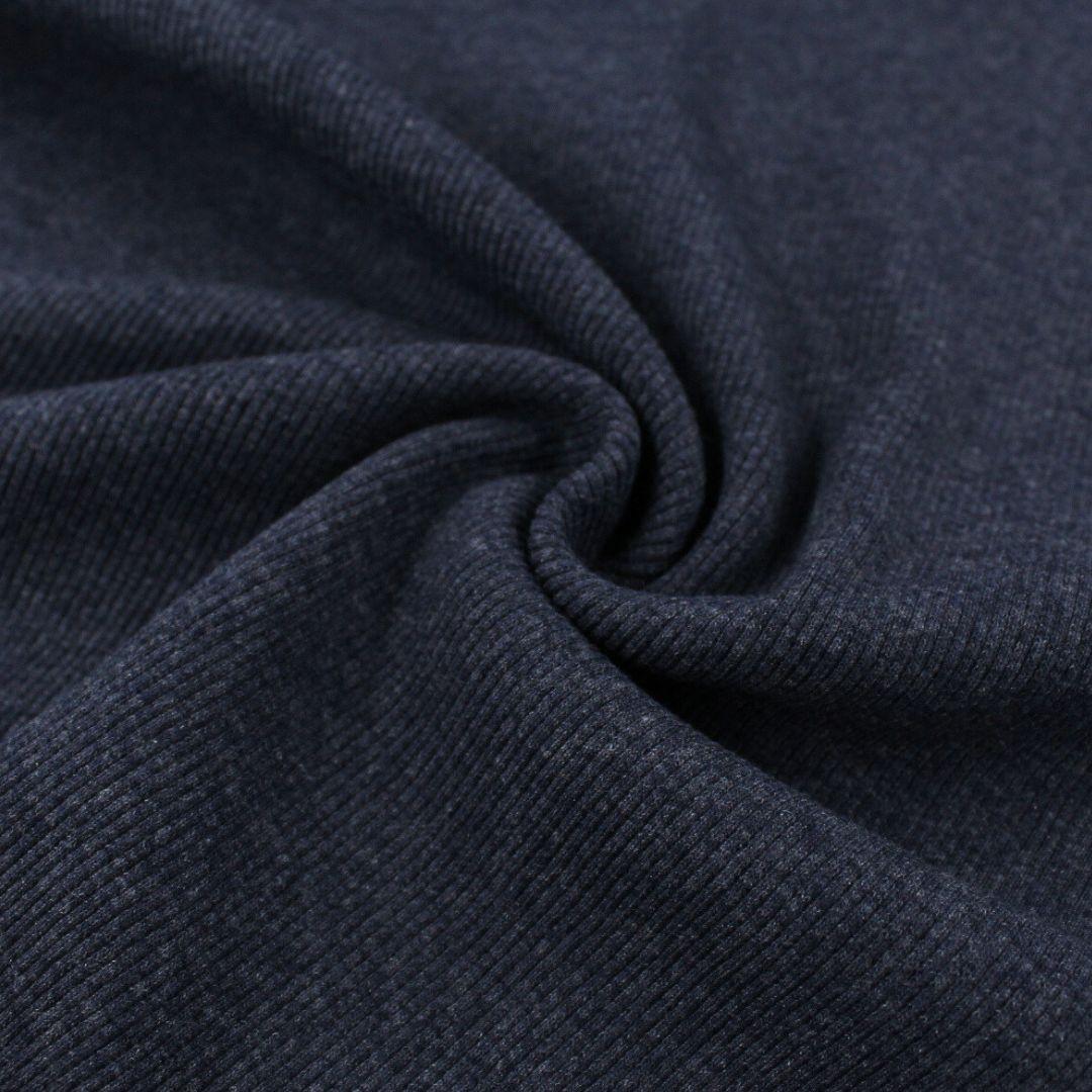 Bündchen Stoff mit feinen Rippen | Marineblau meliert - Stofftime