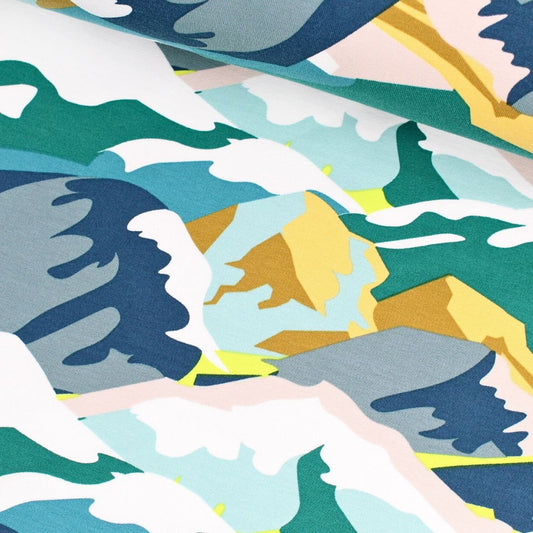 French Terry Bunte Berge | angeraut - Stofftime