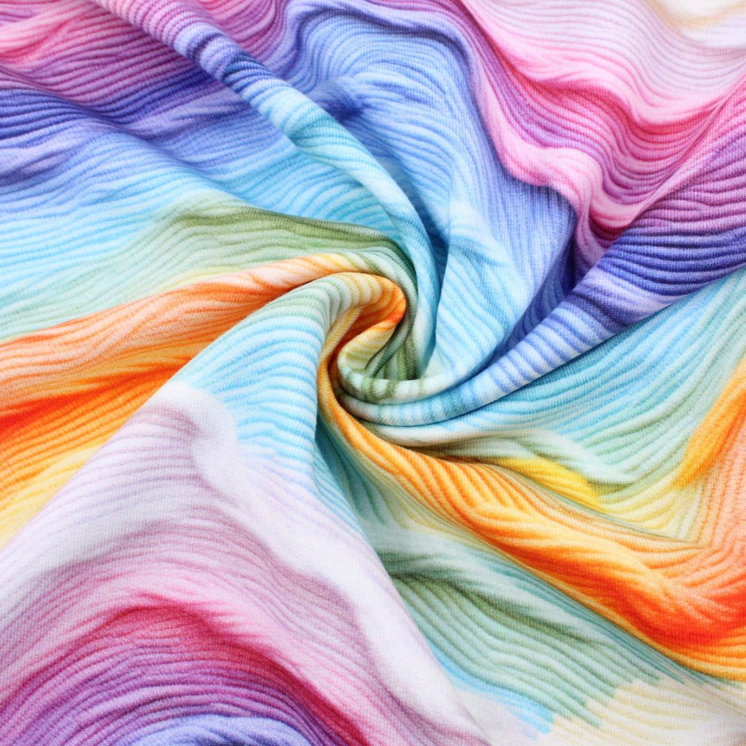 French Terry Regenbogen 3D - Stofftime