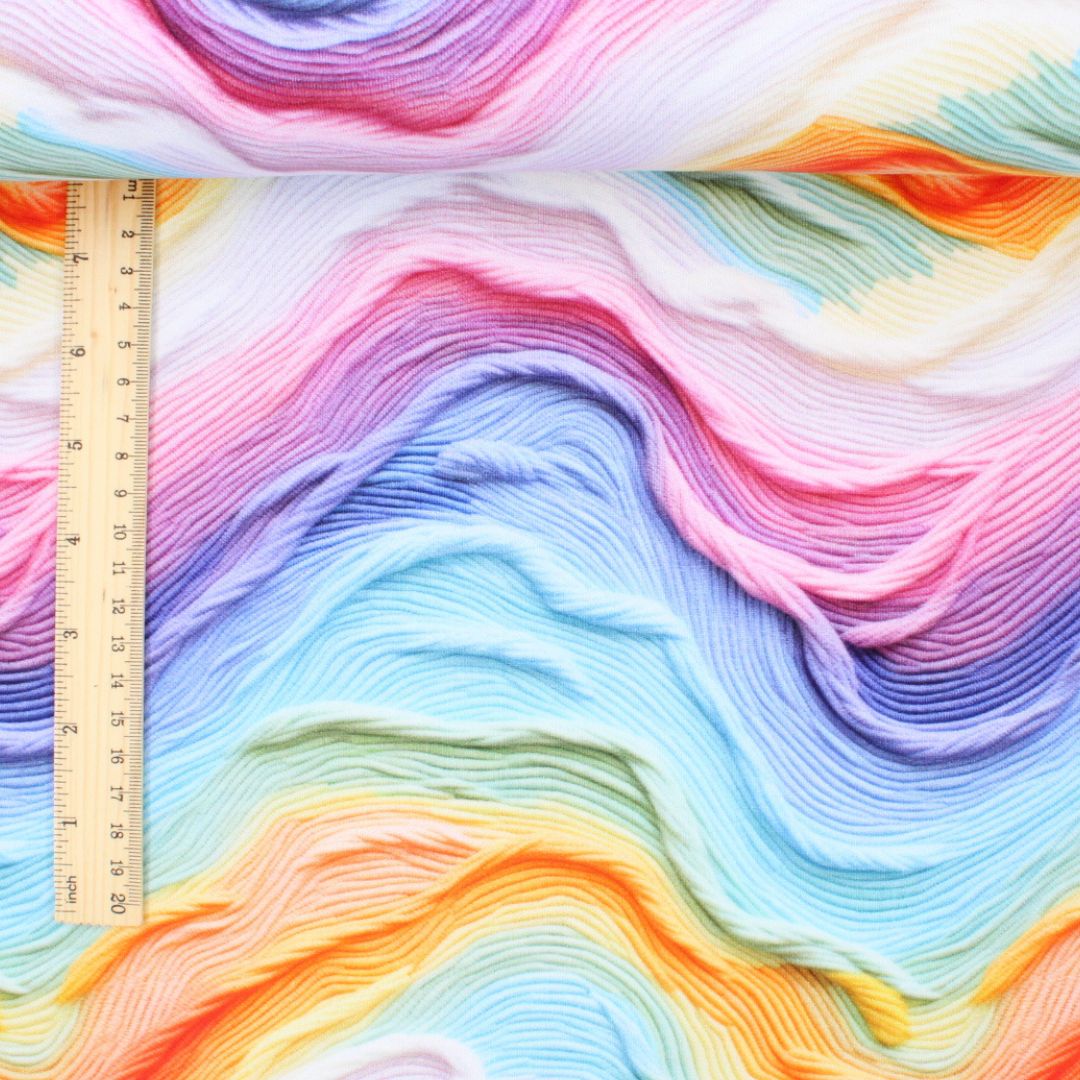 French Terry Regenbogen 3D - Stofftime