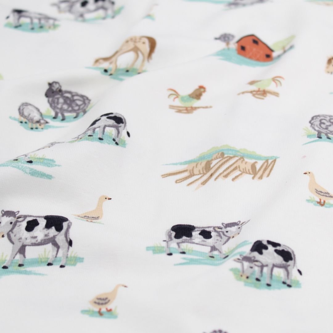 Jersey Bauernhof Tiere | Ecru - Stofftime