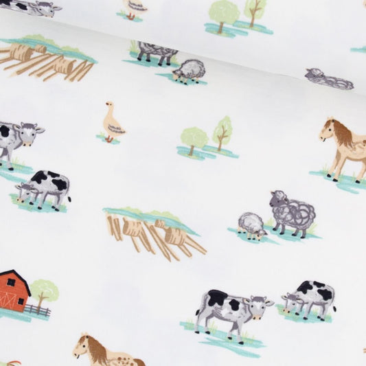 Jersey Bauernhof Tiere | Ecru - Stofftime
