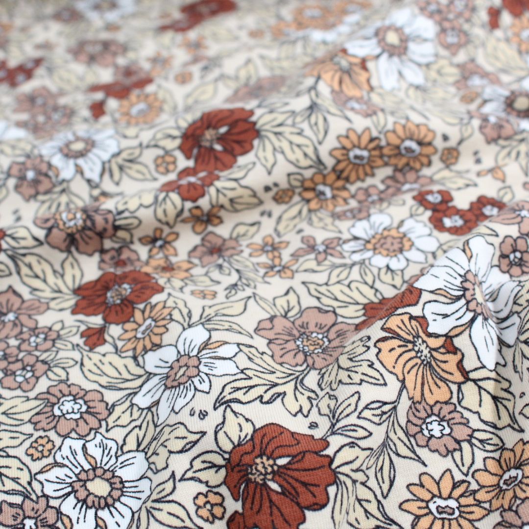 Jersey Blumen Vintage | Beige - Stofftime