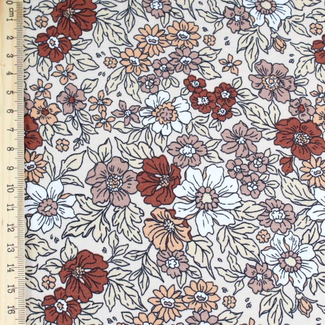 Jersey Blumen Vintage | Beige - Stofftime