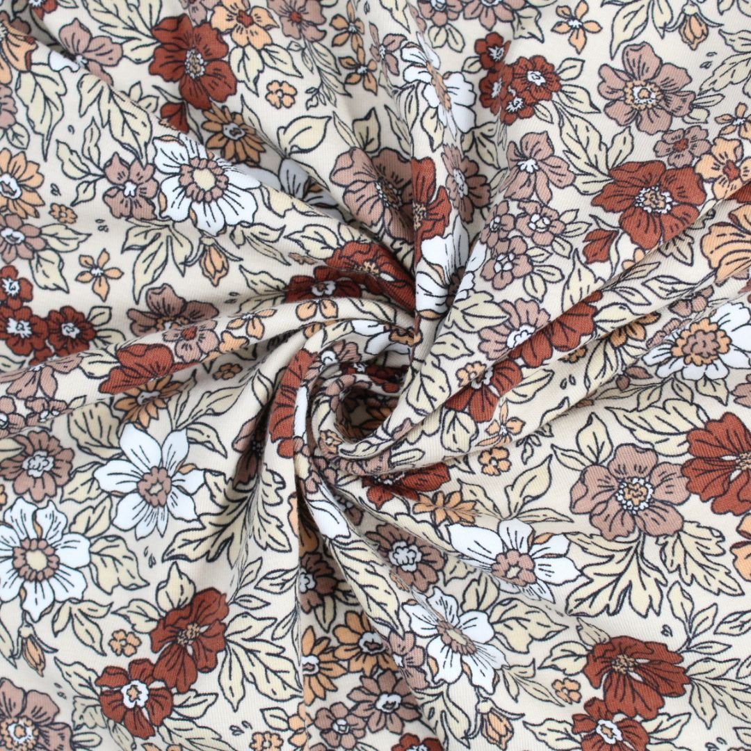 Jersey Blumen Vintage | Beige - Stofftime
