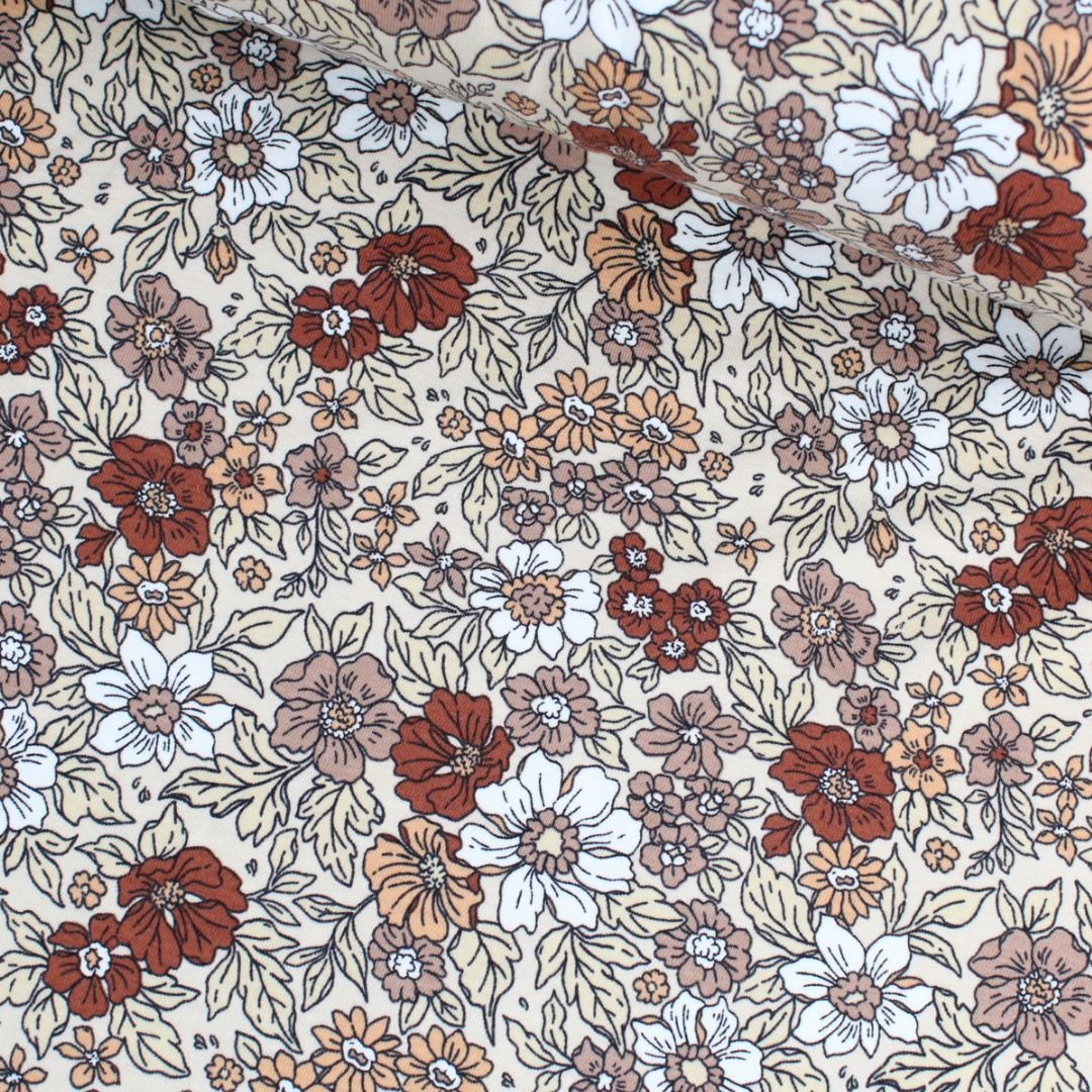 Jersey Blumen Vintage | Beige - Stofftime