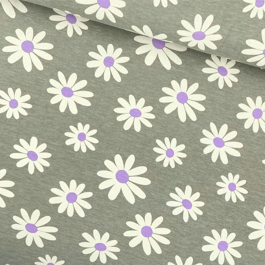 Jersey Gänseblümchen Daisy | Khaki meliert - Stofftime