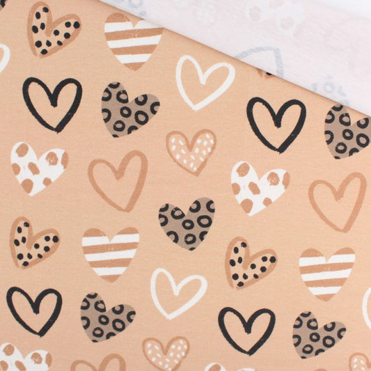 Jersey Stoff „Gemusterte Herzen" - Stofftime