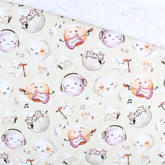 Jersey Stoff „Musik - Planeten“ - Stofftime