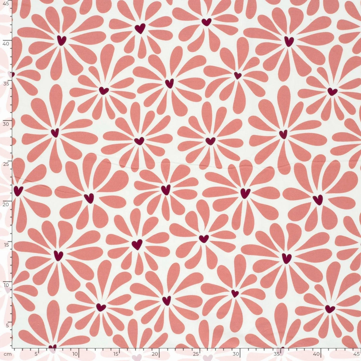 Jersey Stoff Retro Blumen | Rosa - Stofftime