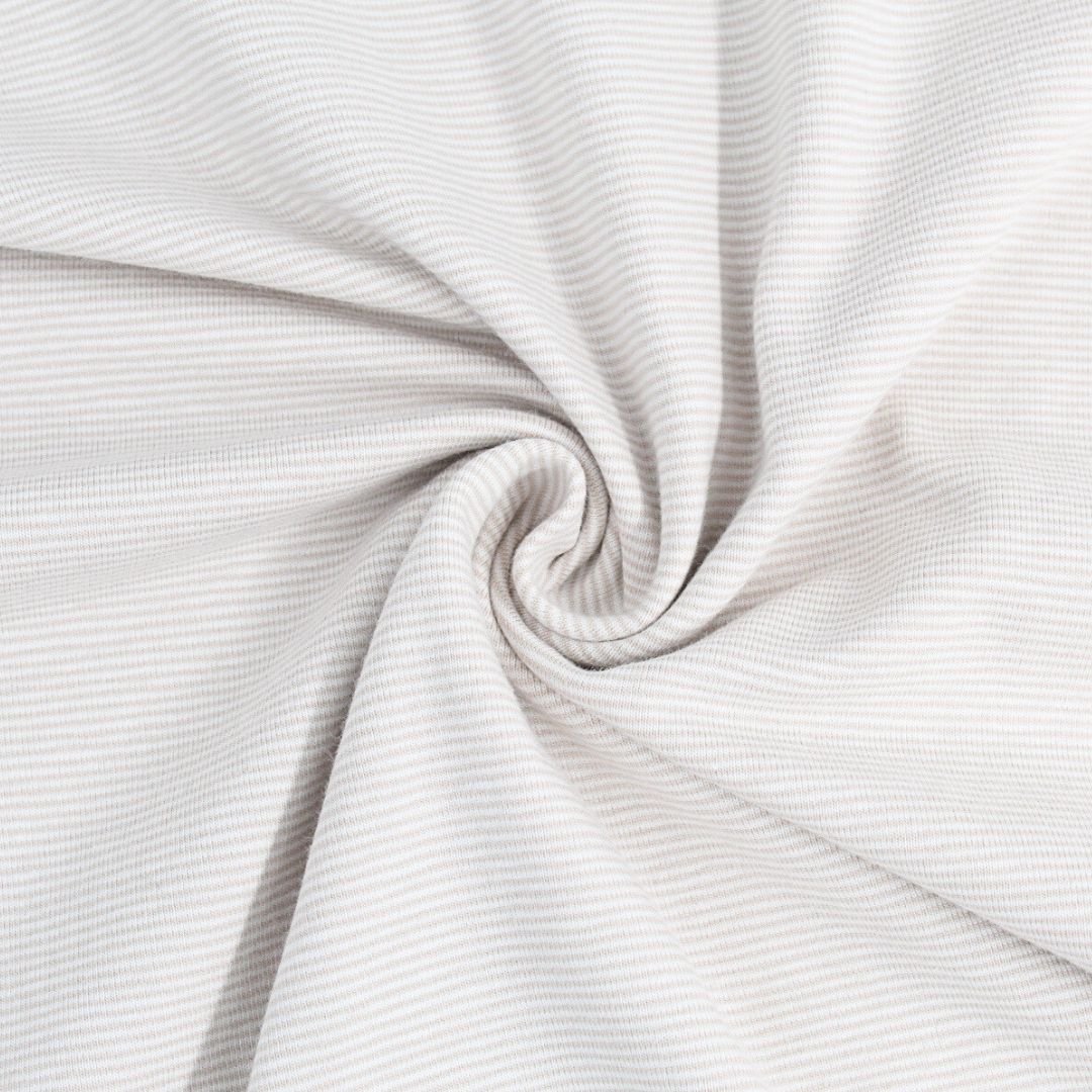 Jersey Stoff Streifen 1 mm | Hellbeige - Stofftime