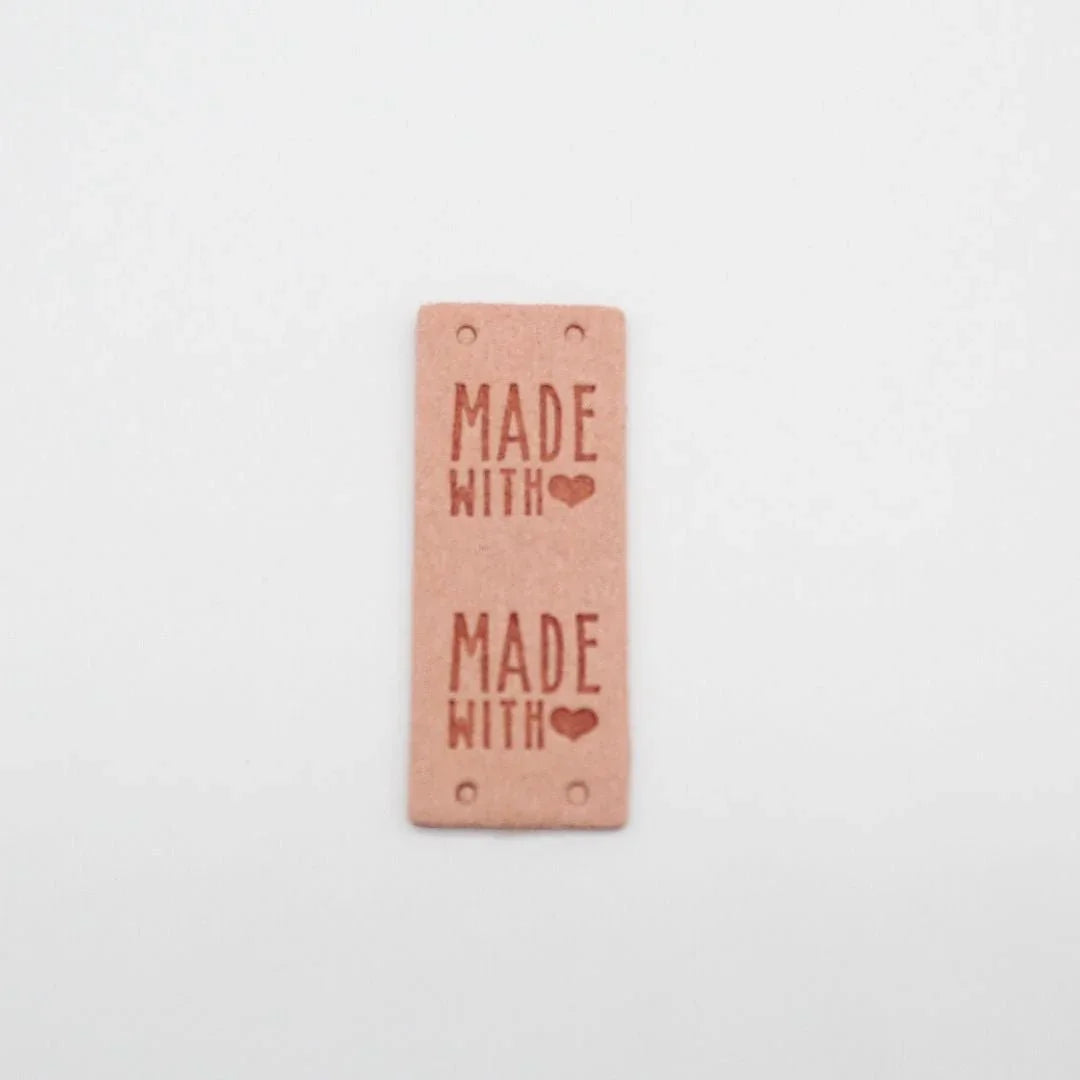Lederetikett Made with Love | 20x50 mm - Stofftime