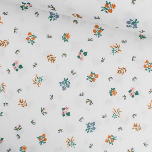 Musselin Stoff Blumen | Weiß - Stofftime