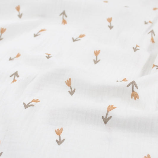 Musselinstoff „Kleine Tulpen“ | Ecru - Stofftime