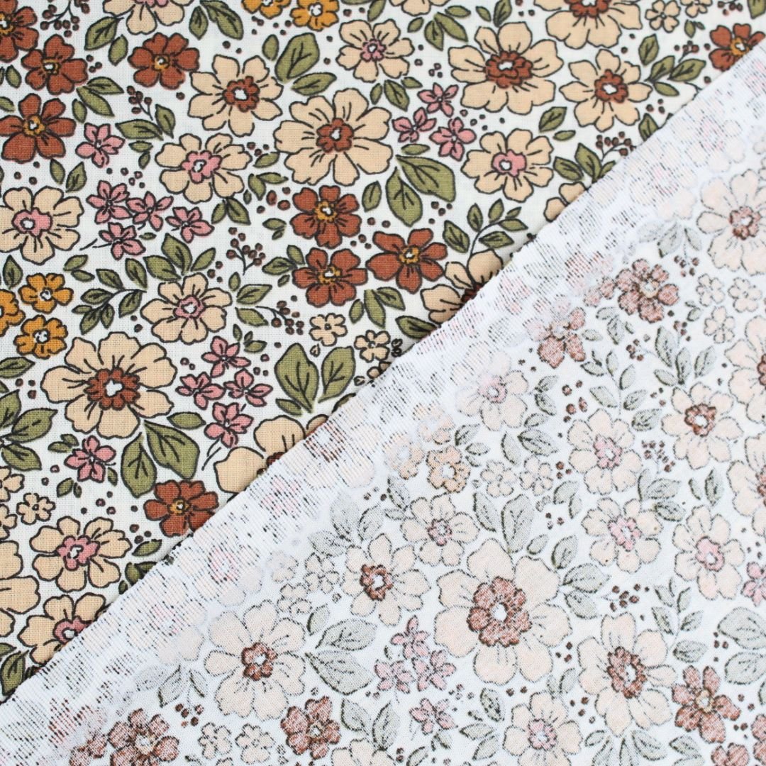 Popeline Stoff Vintage Blumen - Stofftime