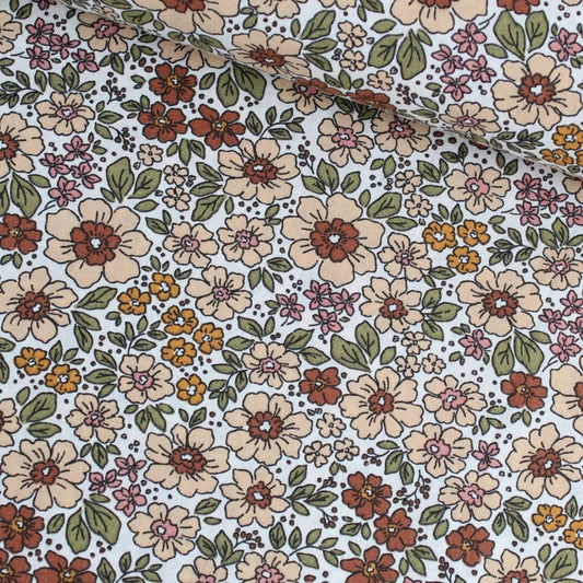Popeline Stoff Vintage Blumen - Stofftime