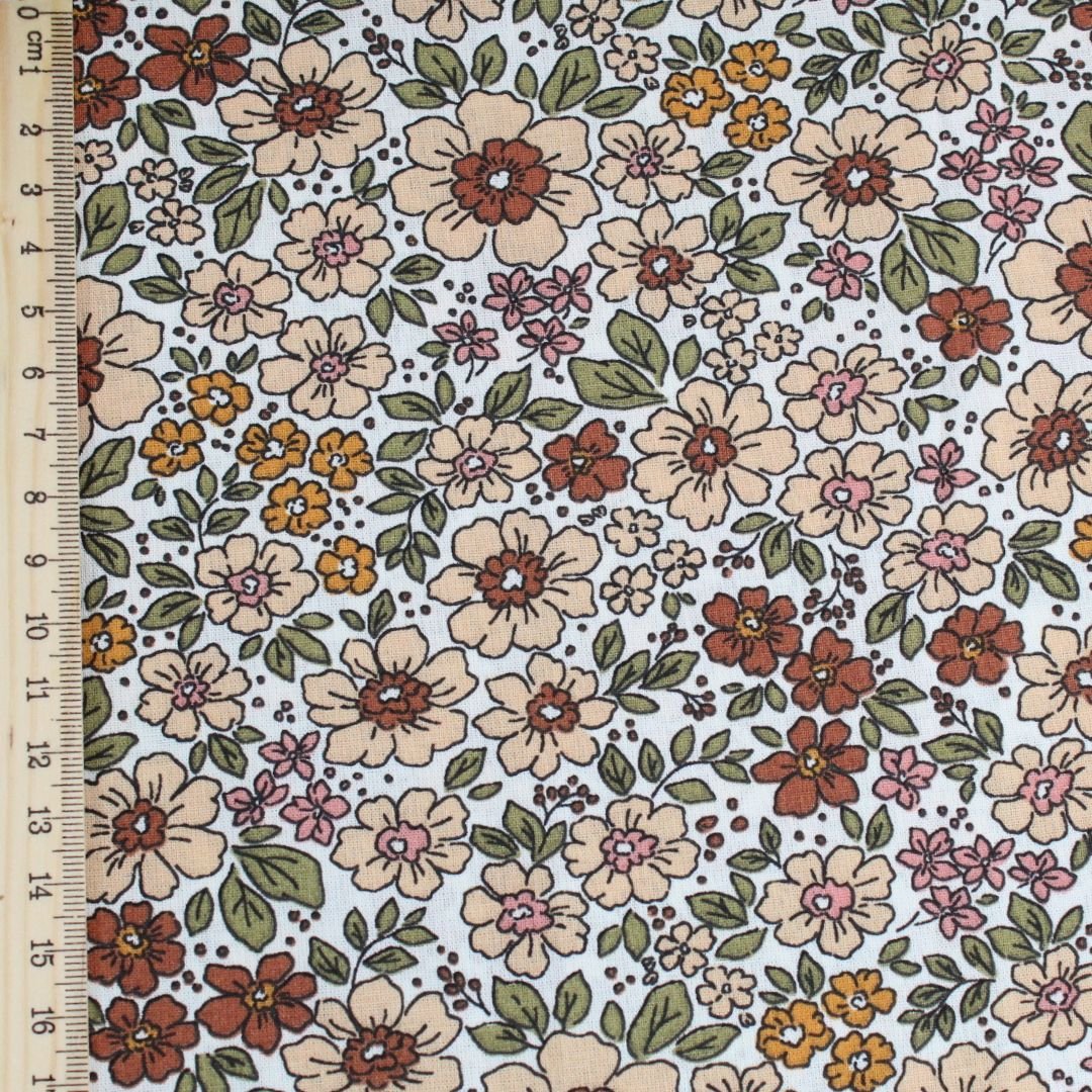 Popeline Stoff Vintage Blumen - Stofftime